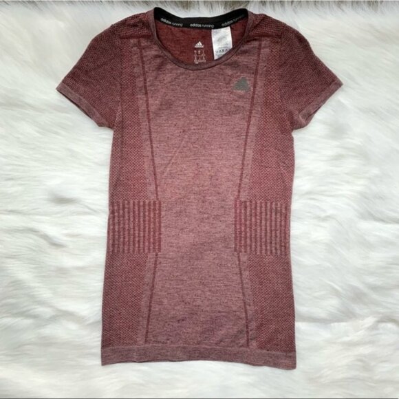 Adidas Women's Running T-Shirt Top Crew neck Short Sleeves Burgundy Size XS - Picture 7 of 12
